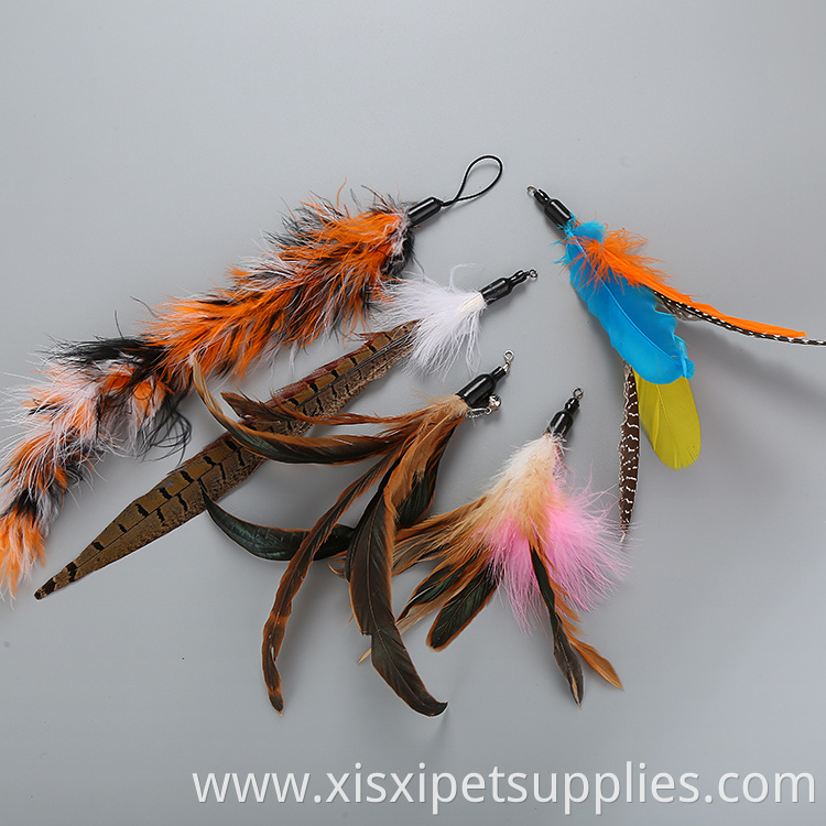 5pcs replacement plush one retractable wand cat feather teaser pack toy